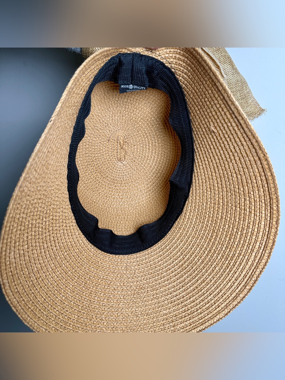 Wide Brim Paper Sun Hat Oversized Burlap Bow Floppy Beach Coastal Grandma Summer - Picture 7 of 8